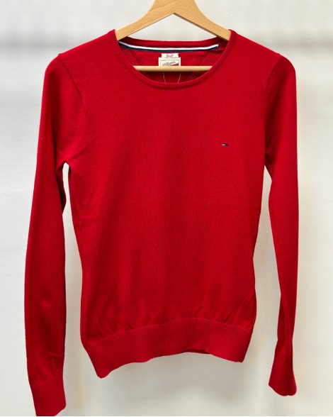 Svetr dámský Tommy Hilfiger červený s kulatým výstřihem